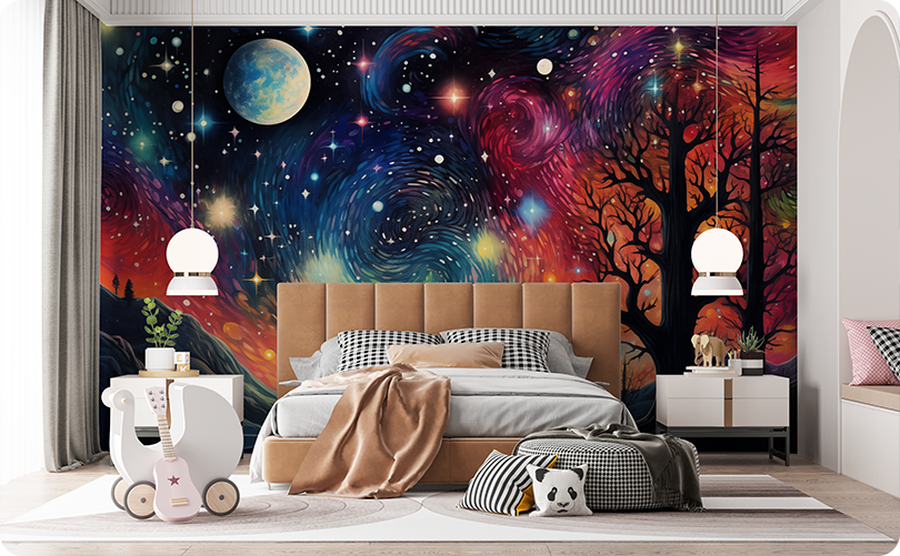 Abstract Van Gogh Time Wallpaper Mural