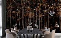 Chinoiserie Flying Cranes in Bamboo Wallpaper Mural