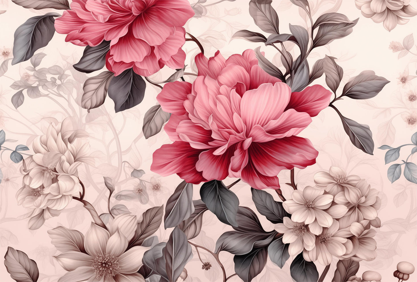 Floral Memorial Red Wallpaper Mural