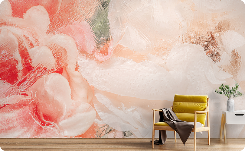 Floral Pink Ice Flower Wallpaper Mural