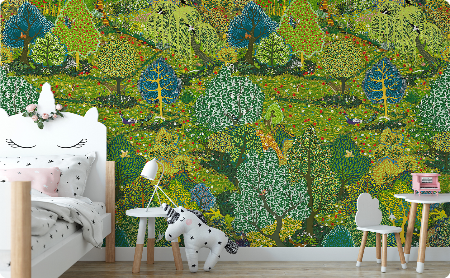 Forest Green Half-entry Garden Wallpaper Mural