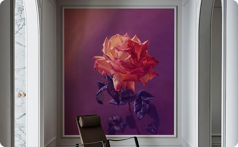 Floral Lonely Floral Red Wallpaper Mural