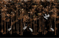 Chinoiserie Flying Cranes in Bamboo Wallpaper Mural