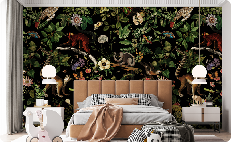 Animal Lemur Black Wallpaper Mural