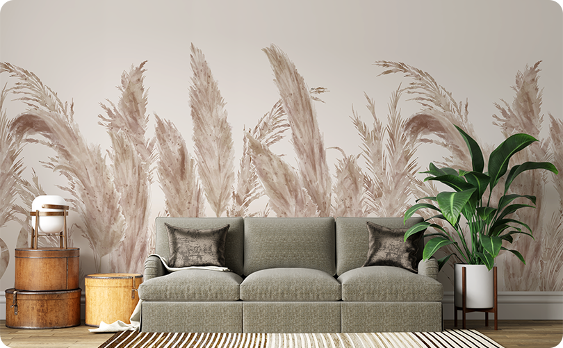 Forest Beige Feather Wallpaper Mural