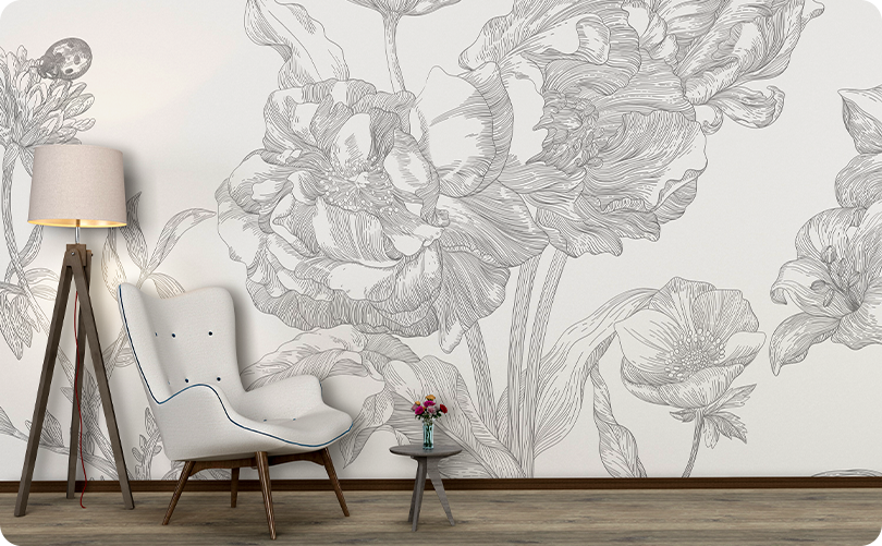 Floral Ink Dye Wallpaper Mural