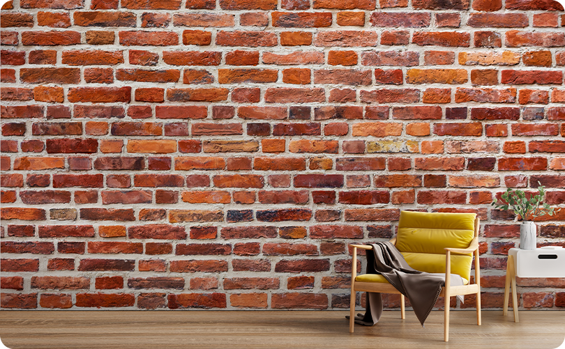 Bricks Red Rustic Wallpaper Mural