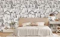 Abstract White Picasso Face Wallpaper Mural