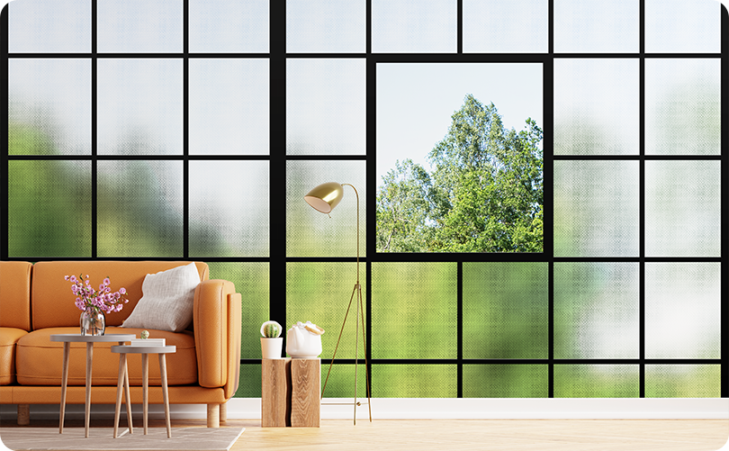 Window View Greenprint Black Wallpaper Mural