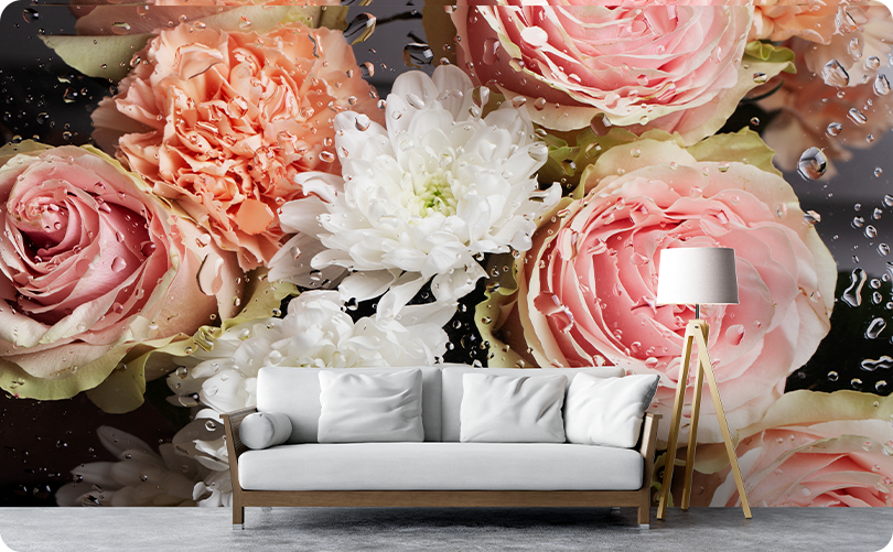 Floral 3D Pink Rose Wallpaper Mural