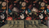 Floral Black Wallpaper Mural