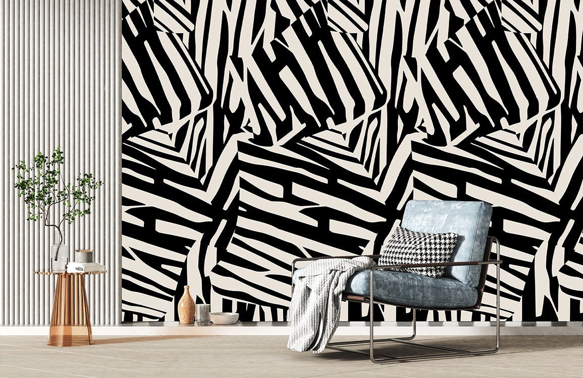 Abstract Zebra Pattern Wallpaper Mural