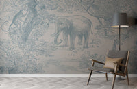 Vintage Forest Jungle Elephant Wallpaper Mural