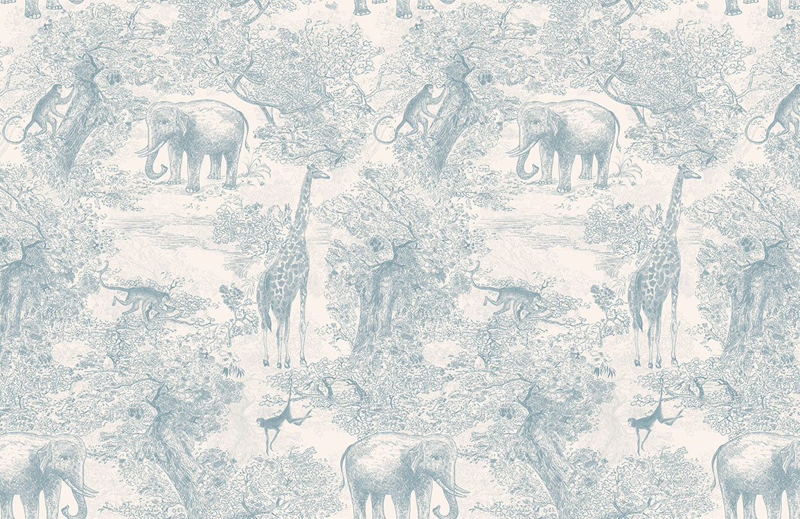 Vintage Forest Jungle Elephant Wallpaper Mural